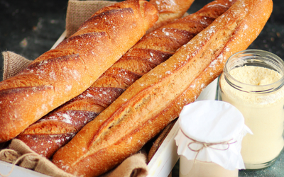 Slow fermentation cool raised baguette